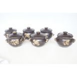 6 Stoneware Denby lidded soup bowls