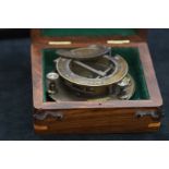 Boxed brass sundial & compass J.H Steward London