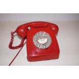 Red original 746 classic telephone, made in 1974,