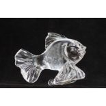 Hand engraved studio meissen glass fish with box &