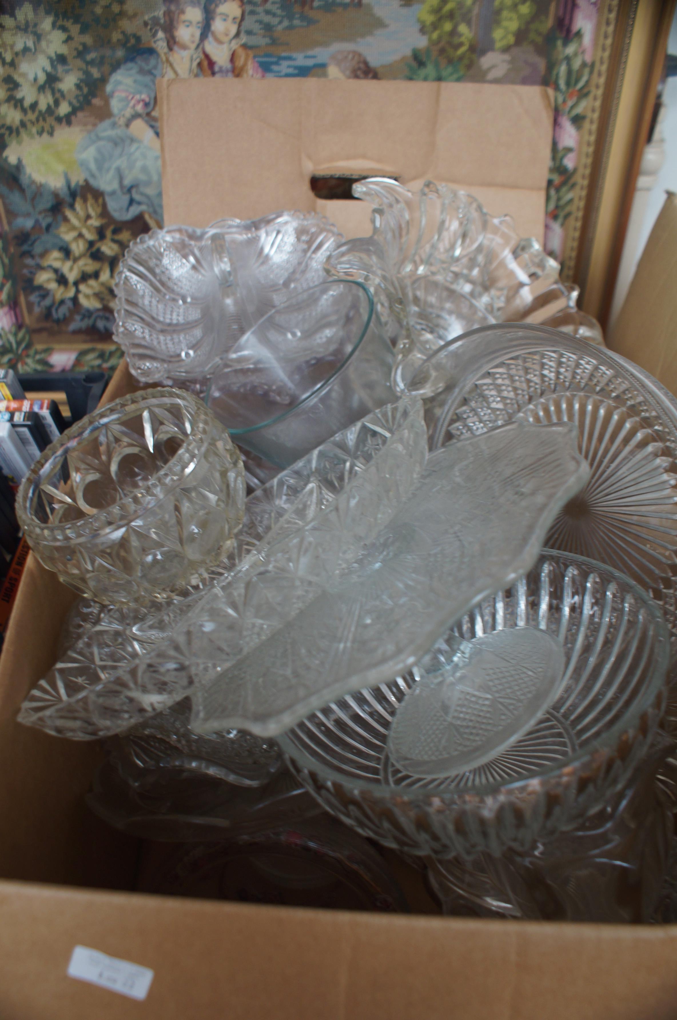 Large box of glass ware