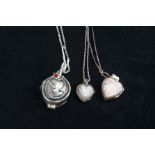 3 Silver chains with locket pendant