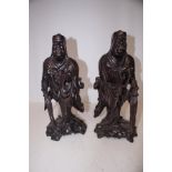Pair of wood oriental figures Height 35 cm