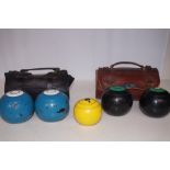 2 Pairs of cased bowling bowls & 1 jack