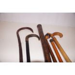 Collection of various walking sticks & canes