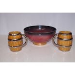 Carlton Ware Rouge Royale bowl together with 2 wad