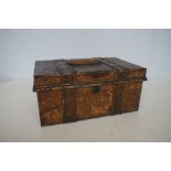 Metal deed box with key dated 1863 length 30 cm