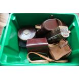 Box of vintage cameras & others