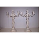 Pair of heavy metal 3 branch candle sticks Height