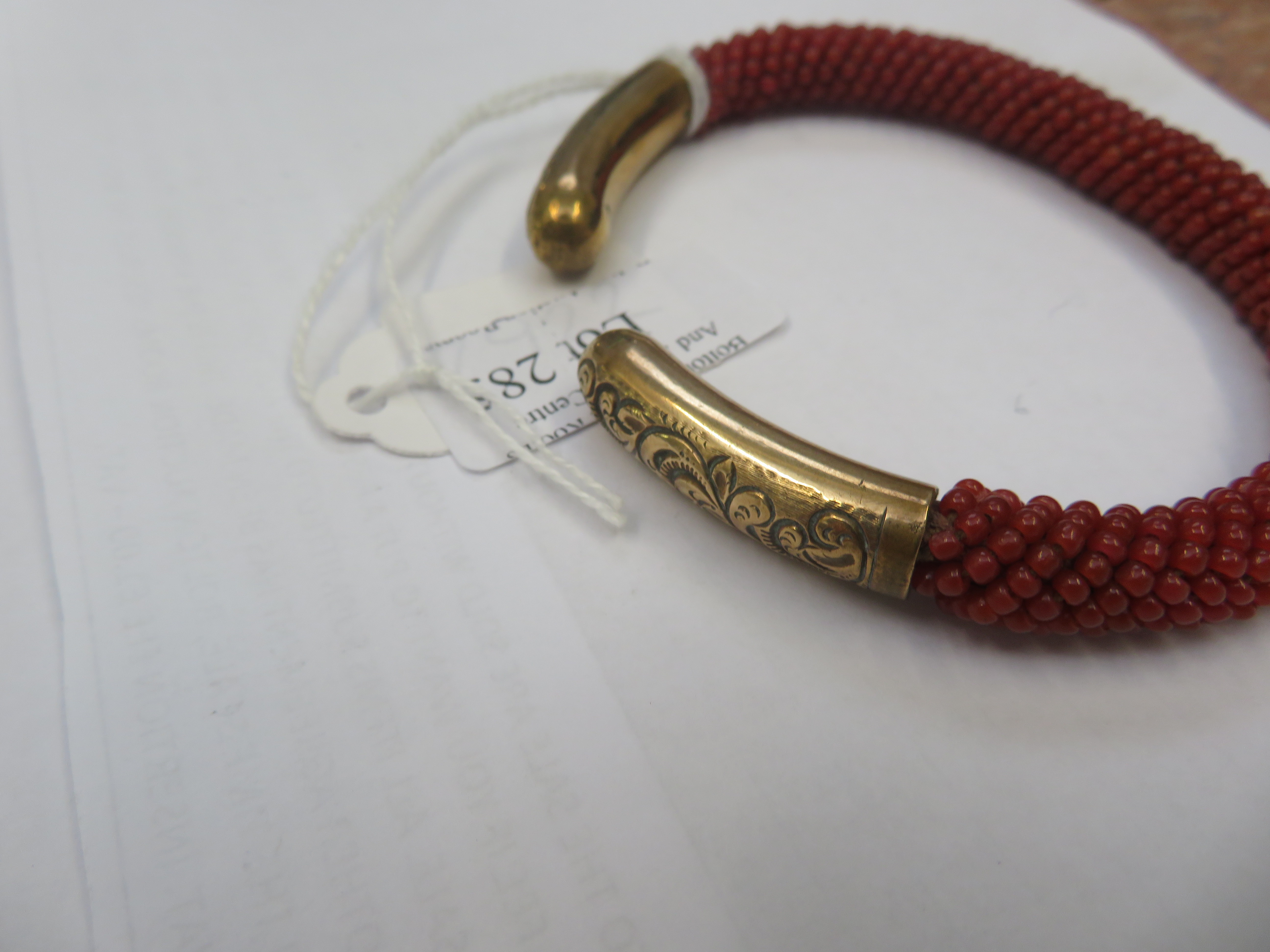 Late Victorian Coral bangle with gold plated tips - Image 6 of 20