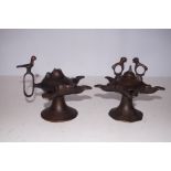2 Bronze oriental incense burners Height 14 cm