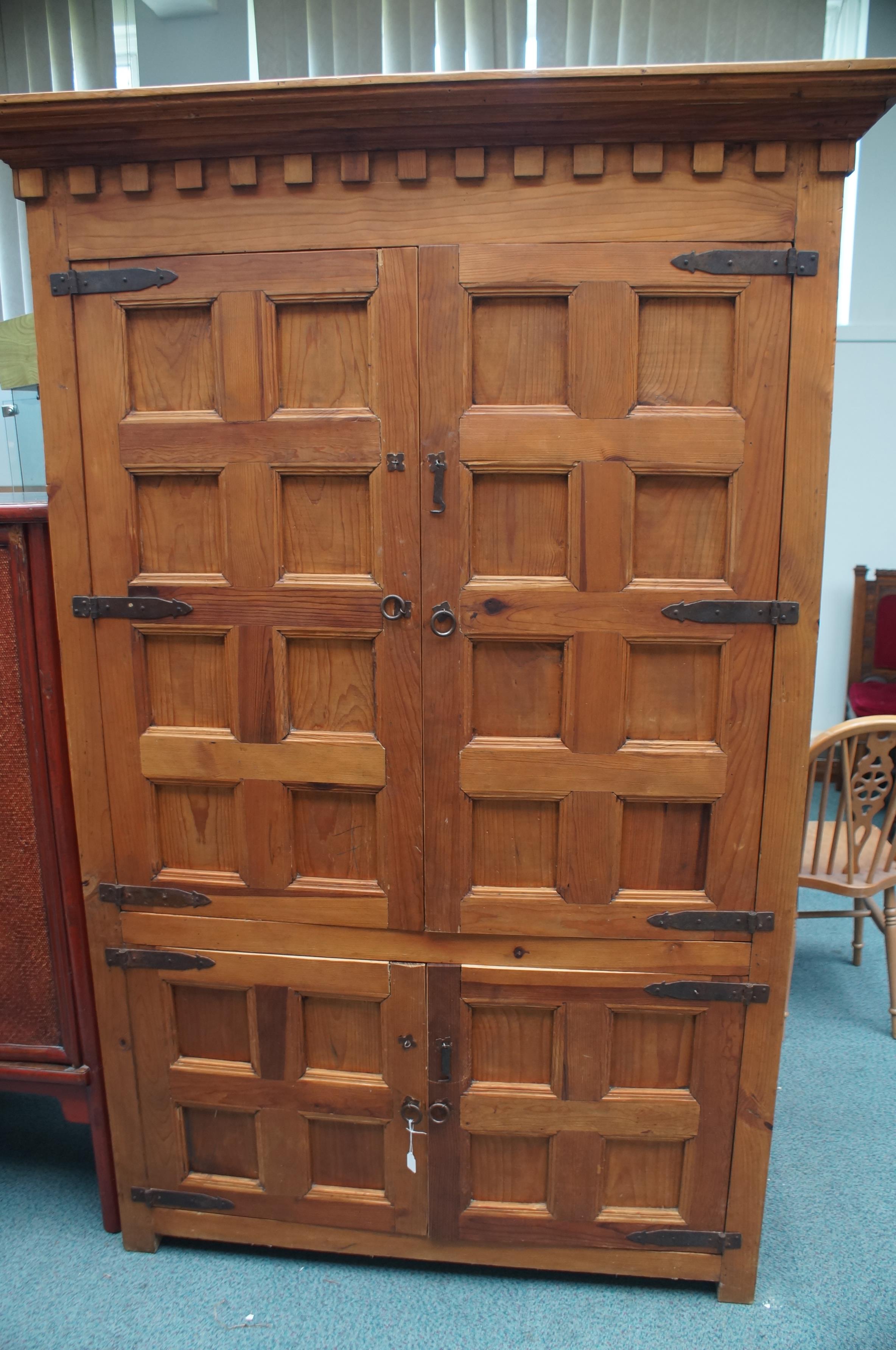 Very large Mexican pine four door cupboard Height - Image 2 of 2