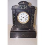 Victorian Belgium slate mantle clock with marble c