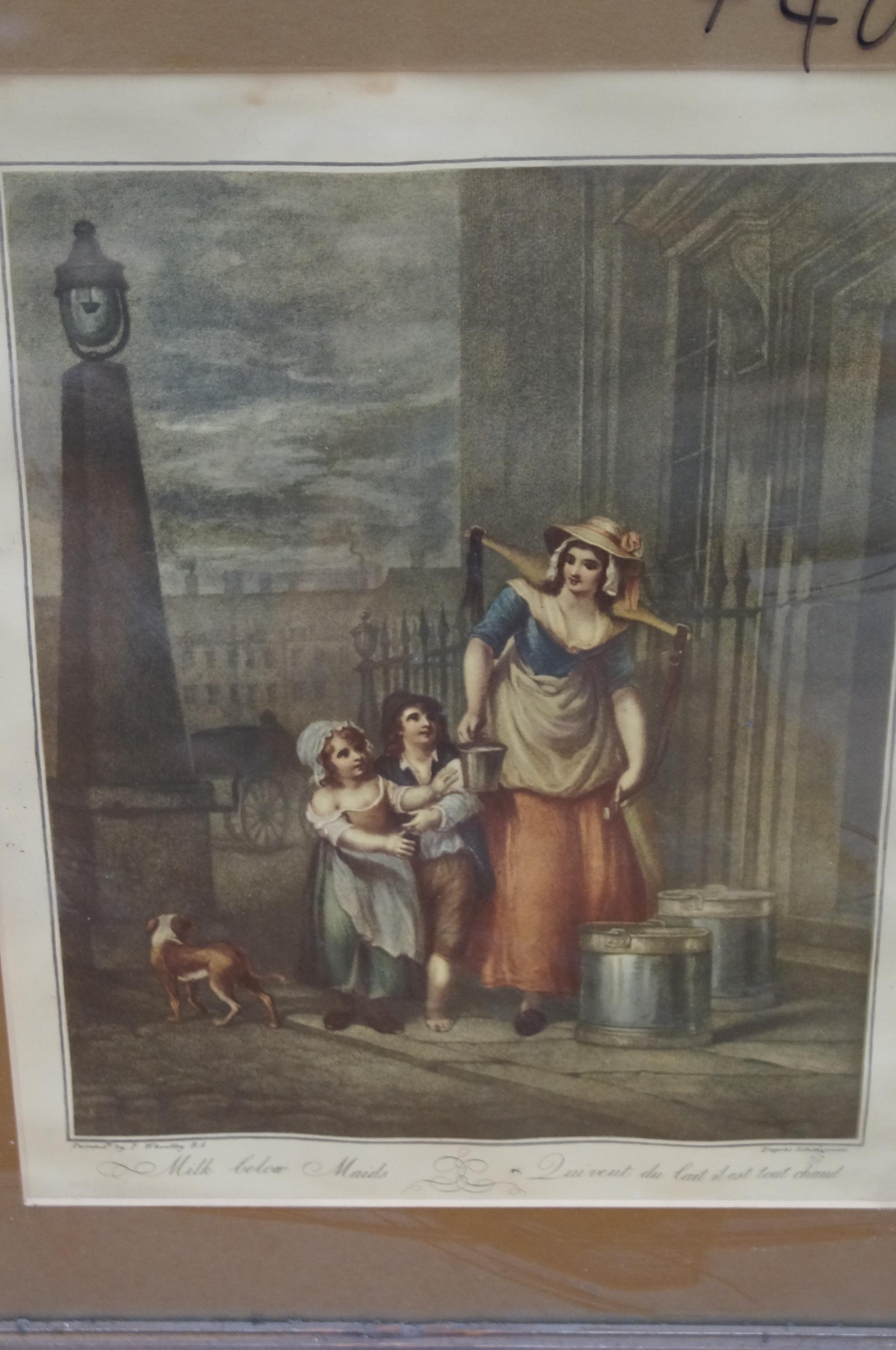 Framed print, 'milk below maids' 29cm x 23 (withou