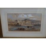 Victorian framed watercolour, Harbour scene indist