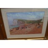 Framed print of a beach scene 29cm x 39cm (without