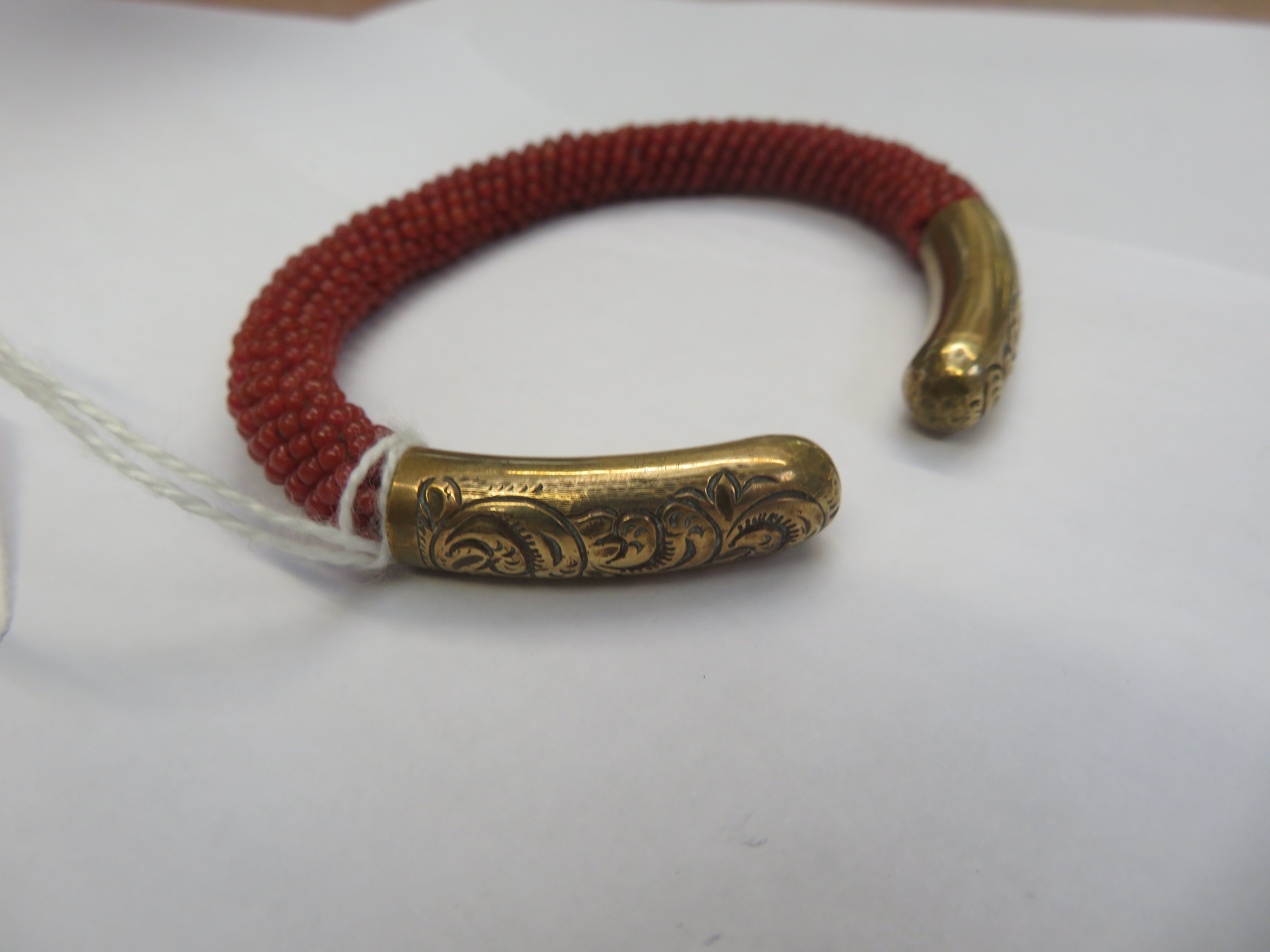 Late Victorian Coral bangle with gold plated tips - Image 2 of 4