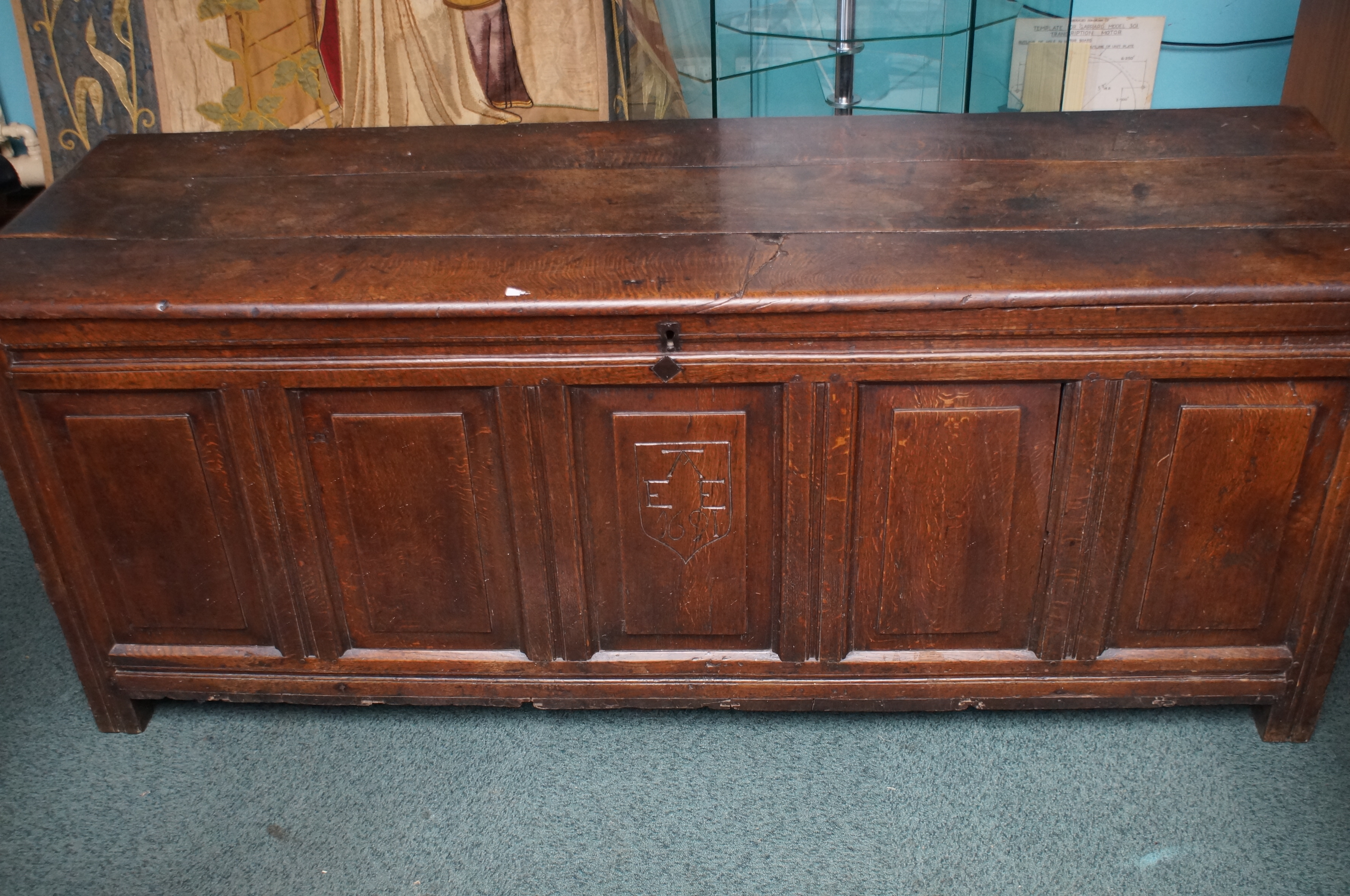 An early 18th century coffer of large proportions, - Image 3 of 4