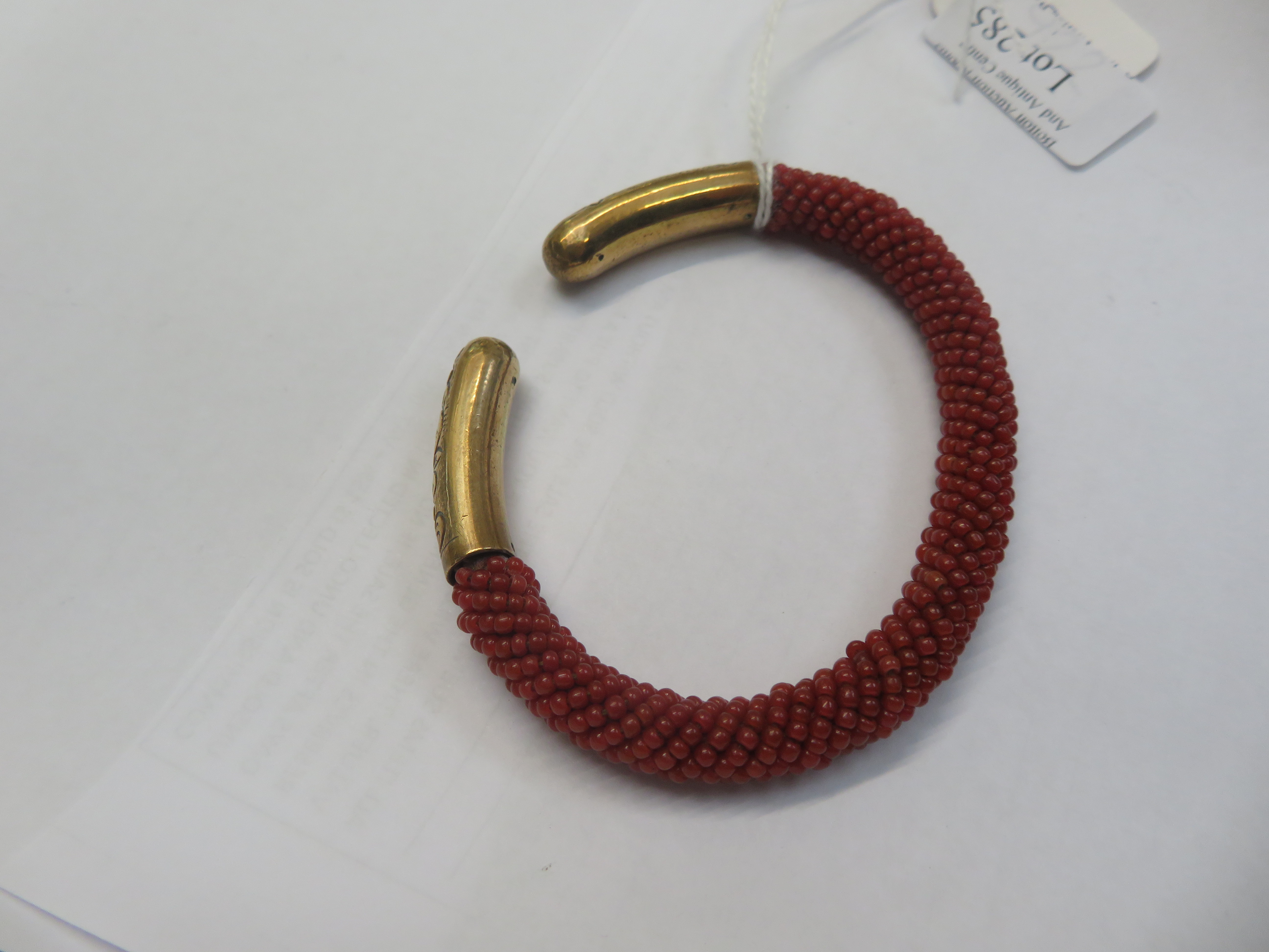 Late Victorian Coral bangle with gold plated tips - Image 3 of 4