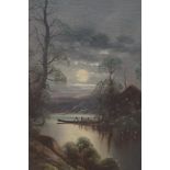 Late Victorian / Edwardian oil on canvas, lake and