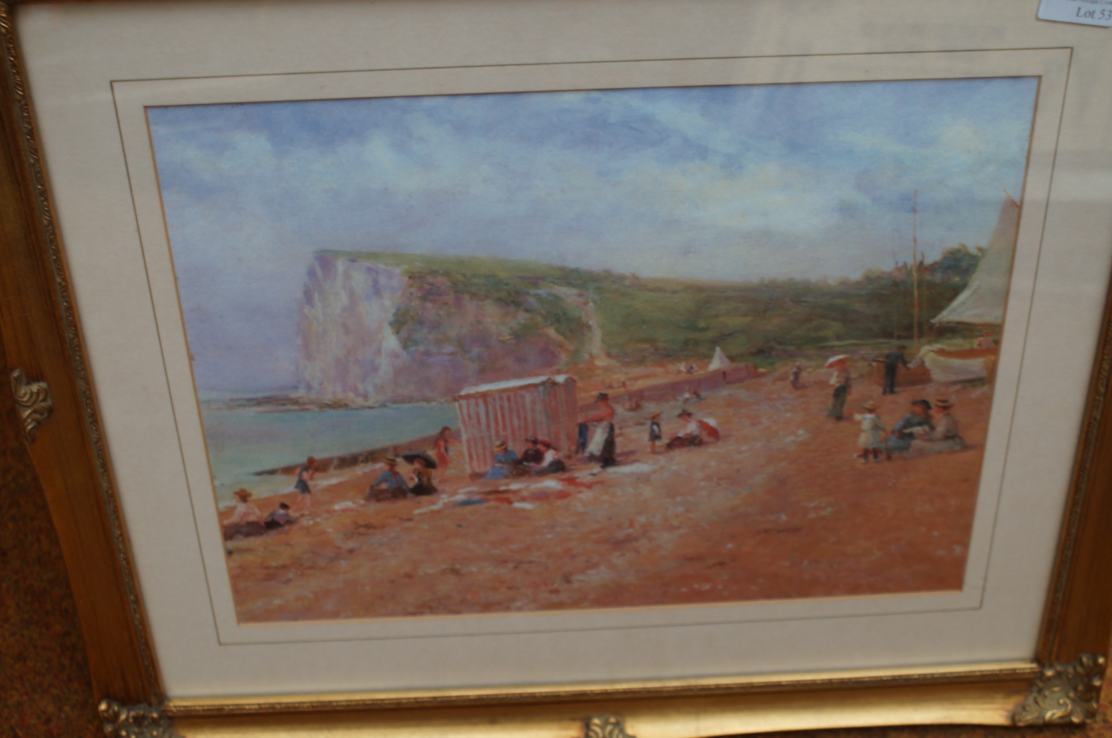 Framed print of a beach scene 29cm x 39cm (without