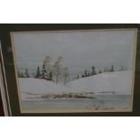 Original watercolour, snow scene unsigned 28cm x 3