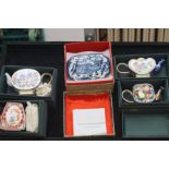 Collection of Chinese enamelled teapots all boxed