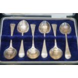 Cased set of silver tea spoons