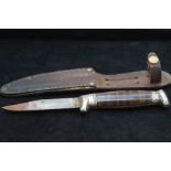 Scout knife with leather scabbard
