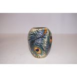 Moorcroft Peacock feather vase Height 9 cm