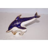 Royal crown Derby dolphin gold stopper