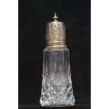 Victorian crystal shaker with fully hallmarked sil