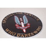 Cast iron Who dares win sign