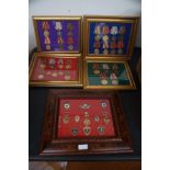 5 Framed former soviet union/CCCP badges & medals