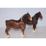 2x Beswick shire horses