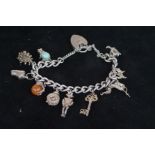 Silver charm bracelet 11 charms