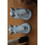 Pair of large & heavy stoneware garden horses head