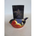 Royal crown derby bullfinch boxed with gold stoppe