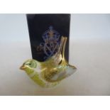 Royal crown derby greenfinch boxed with gold stopp