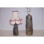 Slate lamp together with Arran pottery lamp base