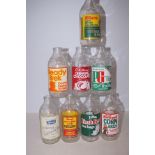 Collection of advertising milk bottles