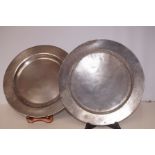 2x 18th century pewter chargers with London touch