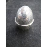 Silver plated pin cushion in the form of an egg