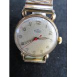 9ct Gold cased Derrick vintage wristwatch, current