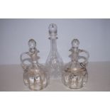 2 Victorian decanters with stoppers & modern cut c