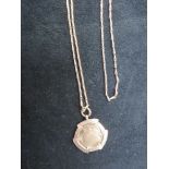 9ct Gold fob with vacant cartouche suspended on a