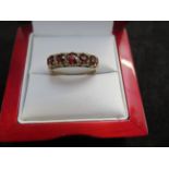 9ct Gold 5 stone garnet ring Size S