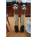 Pair of tall wooden cats Height 80 cm