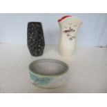 Denby bowl, sylvac vase & Fieldings vase