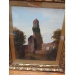 Victorian oil on board framed & mounted (Ruins)